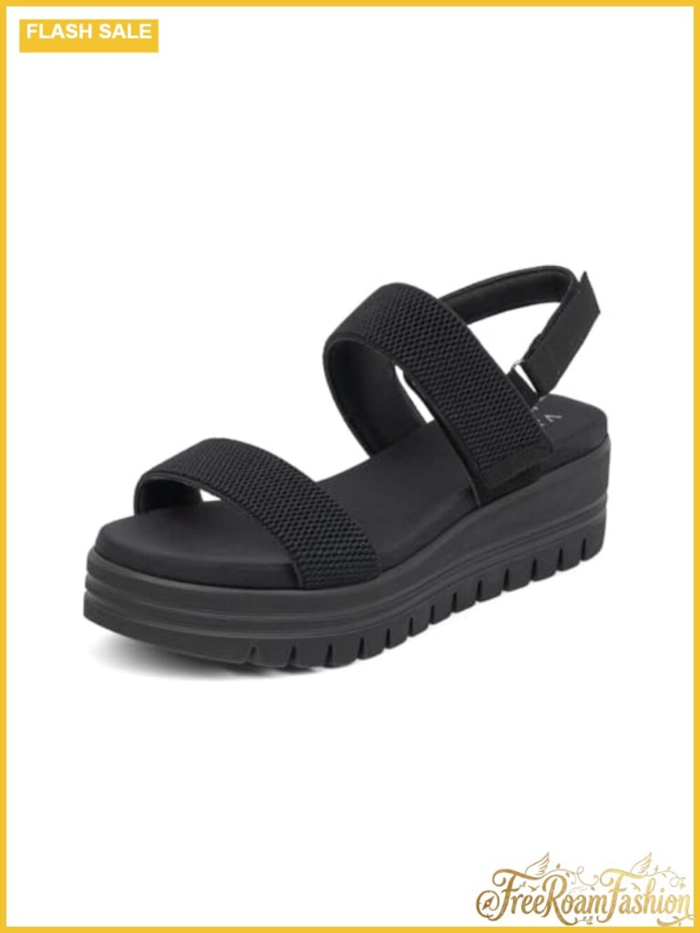 Women's Platform Wedge Sandals Open Toe Ankle Strap Casual Vegan Memory Foam
